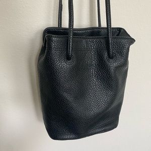 Black Vegan Leather Bucket Bag
